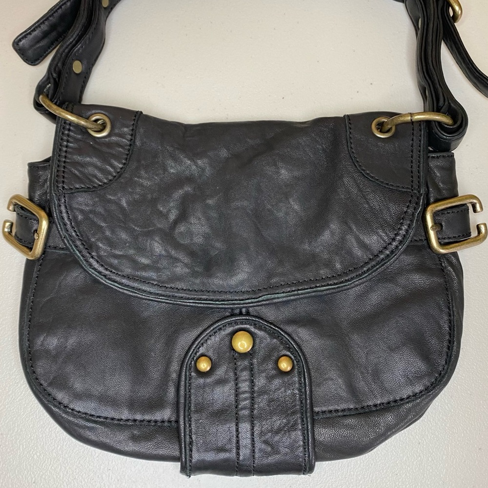 VTG Kenneth Cole New York No Slouch Studded Hobo Black Soft Pebbled Leather Bag - Picture 2 of 15